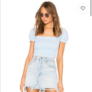 NWOT Superdown Kylie Smocked Light Blue Top